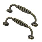 2 x Kapı Kolu Çinko Alaşım Mobilya Düğmeleri Çekmece Kavisli Kulp Dolap Kapıları Mobilya Düğmeleri Komodin Çekme Kolları Vintage Retro Tarz Çekme Kulpları (96 mm, Yeşil Bronz)