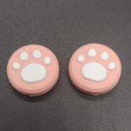 2 x Silikon Analog Denetleyici Başparmak Çubuğu Joystick Kavrama Kapağı Switch NS & Switch Lite Controller Joy-Con ThumbStick Sevimli Kedi Pençe (Pembe-Beyaz)