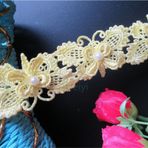 2 Yard Çiçek İnci Kelebek Dantel Kenar Süs Kurdele 3 cm Genişlik Vintage Stil Renkli Süslemeler Kumaş İşlemeli Aplike Dikiş El İşi Düğün Gelin Elbisesi Parti Dekorasyon Giysileri Kendin Yap (Sarı)