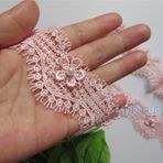 2 Yard Çiçek İnci Kirpik Dantel Kenar Polyester Trim Kurdele 4 cm Genişlik Vintage Stil Pembe Kenar Süslemeler Kumaş İşlemeli Aplike Dikiş El İşi Düğün Gelin Elbisesi Kendin Yap Giysi Süsleme