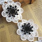 2 Yard Güpür Çiçeği Stamen Motifli Dantel Kenar Süslemeler Kurdele 7 cm Genişlik Vintage Stil Beyaz Siyah Süslemeler Kumaş İşlemeli Aplike Dikiş El İşi Düğün Gelin Elbisesi Süsleme Parti Kendin Yap