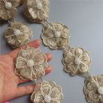 2 Yarda Altın Çiçek İnci Dantel Kenar Trim Şerit 6,5 cm Genişlik Vintage Stil Süslemeler Kumaş İşlemeli Aplike Dikiş El İşi Düğün Gelin Elbisesi Süsleme Parti Dekorasyon Giysileri Nakış