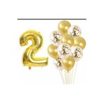 2 YAŞ GOLD KONFETİLİ ŞEFFAF BALON SETİ