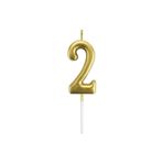 2 Yaş Gold Rakam Mum Altın Renk Doğum Günü Pasta Mumu 12 cm