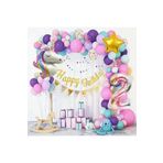 2 Yaş Unicorn Lüks Makoron Renkler Balon Zincir Doğum Günü Parti Seti Süsü