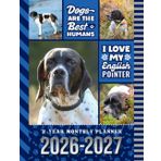 2-Year Monthly Planner 2026-2027: 8.5x11 Dated Organizer With 100 Blank College-Ruled Notebook Pages Combo / 24-Month Schedule / English Pointer Dog Art Pattern Cover