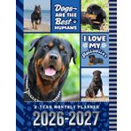2-Year Monthly Planner 2026-2027: 8.5x11 Dated Organizer With 100 Blank College-Ruled Notebook Pages Combo / 24-Month Schedule / Rottweiler - Rottie Dog Art Pattern Cover