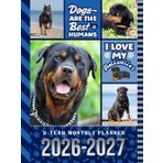 2-Year Monthly Planner 2026-2027: Hardcover / 8.5x11 Dated Organizer With 100 Blank College-Ruled Notebook Pages Combo / 24-Month Schedule / Rottweiler - Rottie Dog Art Pattern Cover