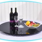 20" 24" 28" 32" 36" 40" Ev Mutfak İçin Yuvarlak Döner Tepsi, Ağır Hizmet Tipi Siyah Temperli Cam Tembel Susan Döner Tabla, Yemek Masası Döner Tabla Masa Orta Parça, Tek Renk, 50 cm/20 inç