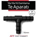 20 Adet 16 mm Damlama Sulama T - Te Aparatı – Bahçe Sulama Bağlantı Parçası