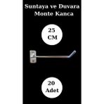 20 Adet 25 cm Suntaya Kanca Duvara Monte Kanca Çok Amaçlı Kanca - 0,5