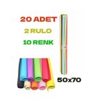 20 Adet 50X70 cm Fon Kartonu 10 Renk(2 Rulo)