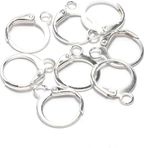 20 Adet Çelik Fransız Kol Küpe Kancaları Tel Ayarları Taban Halka Küpe Açık Halka Erkekler Kadınlar için Kendin Yap Takı Yapımı Malzemeleri (14 × 12 mm) (Gümüş)
