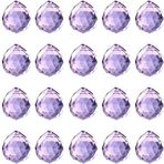 20 adet DIY Kristal Prizma Güneşçi Pencere Asmak için, 20 mm Şeffaf Cam Kristal Güneş Yakalayıcı Boncuk Kolye Yapıcı Toplar İç Mekan Dış Mekan Bahçe Feng Shui Ev Dekoru için, Açık Mor