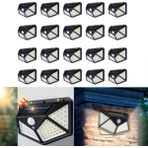 20 Adet Güneş Enerjili Duvar Lambası - Solar 100 LED Işık 3 Modlu Hareket Sensörlü Bahçe Aydınlatma