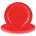 20 adet kağıt tabak, tek kullanımlık kırmızı tabak, 17,8 cm (7 inç) yuvarlak parti kağıt tabak seti, kağıt tabak doğum günü, çocuk doğum günü, parti yemek takımı, düğün, doğum günü, parti için