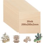 20 Adet Kontrplak 2 mm Ahşap Plaka 200 x 200 x 2 mm Ihlamur Ağacı El Işi Için Balsa Ahşabı 2 - Çok Renkli