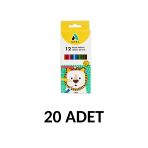 20 Adet Kuru Boya Kalemi 12 Renk Tam Boy