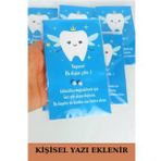 20 Adet Mavi Kartlı Diş Buğdayı Hediye İnci Küpe - Kuşe Kartlı - Bebek Hediye