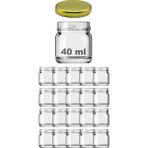 20 Adet Mini-Küçük Cam Kavanoz Numune, Mama, Düğün ve Kına Şekerleme Kavanozu 40ML. - Altın - 1,3 lt