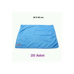 (20 ADET) Polikur 3222 Premium Mikrofiber Kurulama Toz Ve Cam Temizlik Bezi 40x40 Cm. Mavi