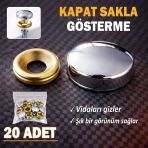 20 Adet Vida Kapatıcı Kapağı 15 Mm Metal Vida Tapası Tıpası Dekoratif Vida Gizleyici Krom