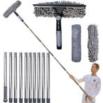 20+ Ayaklar Silecek Pencere Temizleyici 2'si 1 Arada Dönebilen Pencere Temizleme Alet Seti, 3-14 ft Spliceable Kutup, İç Mekan Dış Mekan Pencere Araba Camı için Pencere Yıkama Ekipmanları (Silecek