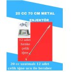 20 Cc Uzatmalı Enjektör 70 Cm Metal 14G İğne Ucu 12Li Set Henke