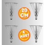 20 cm Metal 3 Telli Koltuk Ayağı Mobilya Ayağı Ünite Ayağı Konsol Ayağı Puf Berjer Ayağı (4 Adet) - Krom