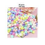 20 Gr (100 Adet) Şeker Rengi Akrilik Kalp Boncuklar Renkli Karışık Plastik Pastel Boncuklar Ara Boncuk Kalp Şekilli Koly