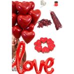 20 Kırmızı Kalpli Balon Seti Love Yazılı Balon 10 Kalpli Mum Helyum Uyumlu Sevgili Özel Gün