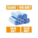 20 Li X 10 Rulo Çöp Torbası Orta Boy Mavi 55X60 Çöp Poşeti