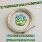 20 Metre Plastik Kaplama Spiral Kablo Çekme Teli Elektrikçi Sustası Kılavuz Tel Tesisat Usta Tip Yay - 1 - Bej