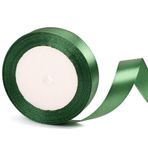 20 mm genişliğinde koyu yeşil şerit Noel bandı, hediye paketi için, 22 m, koyu yeşil Noel kurdelesi, saten, hediye paketi için, Noel hediyesi, pasta, saç yay, el işi, düğün, araba dekorasyonu için