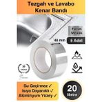 20 mt Parlak Metalik Gri Tezgah Lavabo Kenar Bandı Sızdırmaz Isıya Dayanıklı Bant Su Izolasyon 5 Ad.