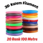 20 Renk 5 Metre 3D Kalem 3d Pen Pla Filament-100 Metre
