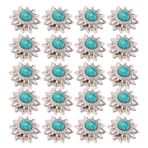 20 Set Sahte Turkuaz vidalı Toka Papatya, Metal gravürlü Deri Zanaat el çantaları Için Kolay Kurulum (GREEN)