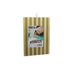 20 X 30 X 1.4CM BEYAZ ÇİZGİLİ AHŞAP BAMBU KESİM PANOSU - KESME TAHTASI METAL KULPLU (5264)