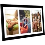 20 X 41 Cm Resim Çerçevesi Kolaj - Üç Adet 13 X Cm Fotoğrafı Duvarınızda Gösterin - Ailenin Birden Fazla Resmi Için Resim Çerçevesi - Kırılmaz Camlı Kompozit Ahşap - Siyah