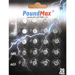 20 X PoundMax AG3 LR41 LR736 / L736 / G3 / G3A / 3GA / 192 / GP192 / V3GA / RW87 1.5V PoundMax Alkalin Düğme Piller Küçük Elektronik Ev Aletleri, Araba Anahtarları, ölçüm cihazları
