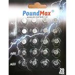 20 X PoundMax AG3 LR41 LR736 / L736 / G3 / G3A / 3GA / 192 / GP192 / V3GA / RW87 1.5V PoundMax Alkalin Düğme Piller Küçük Elektronik Ev Aletleri, Araba Anahtarları, ölçüm cihazları