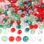 200 adet 8mm kristal cam Facted yuvarlak boncuk takı bilezik yapımı, Noel serisi Briolette cam ara boncuk el sanatları için delikli boncuklar, süsler için gevşek değerli taşlar rüzgar çanları güneşçi