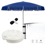 200 cm Plaj Şemsiyesi - Rüzgara Dayanıklı Paslanmaz Fiberglass İskeletli, Taşıma Kılıflı 20 Litre Bidonlu - Balkon/Kamp Sandalyesi İçin Cırt Cırt Hediyeli Deniz Şemsiyesi (LACIVER)