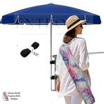 200 cm Plaj Şemsiyesi - Rüzgara Dayanıklı Paslanmaz Fiberglass İskeletli, Taşıma Kılıflı Hediyeli - Balkon/Kamp Sandalyesi İçin Cırt Cırt Hediyeli Deniz Şemsiyesi (LACIVER)