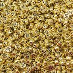 200 harf boncuğu, plastik harf, altın boncuk, siyah harfler, A-Z 7 mm, bileklik, gerdanlık, takı veya diğer el işleri için yuvarlak boncuklar