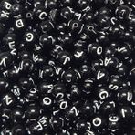 200 harf boncuğu, plastik harfler, siyah boncuklar, beyaz harfler, A-Z, 8 mm yuvarlak boncuklar, bileklik, gerdanlık, takı veya diğer el işleri için