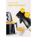 200 ml Airfryer Sprey Yağdanlık Zeytinyağı Sirke Yağ Püskürtmeli Damlatmaz Cam Şişe Şişesi - Şeffaf