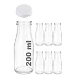 200 ml Şeffaf Şişe Süt, Ayran, Su, Limonata, Meşrubat Şişesi 200 Cc Yırtmalı Kapaklı Cam Şişe 6 Adet (6, Beyaz Kilitli Kapak, 200)