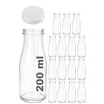200 ml Şeffaf Süt, Ayran, Su, Limonata, Meşrubat Şişesi 200 Cc Yırtmalı Kapaklı Cam Şişe 15 Adet (15, Beyaz Kilitli Kapak, 200)