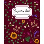 200 Page College-Ruled Floral Composition Notebook - Burgundy Red: 100 double-sided sheets of college-ruled paper